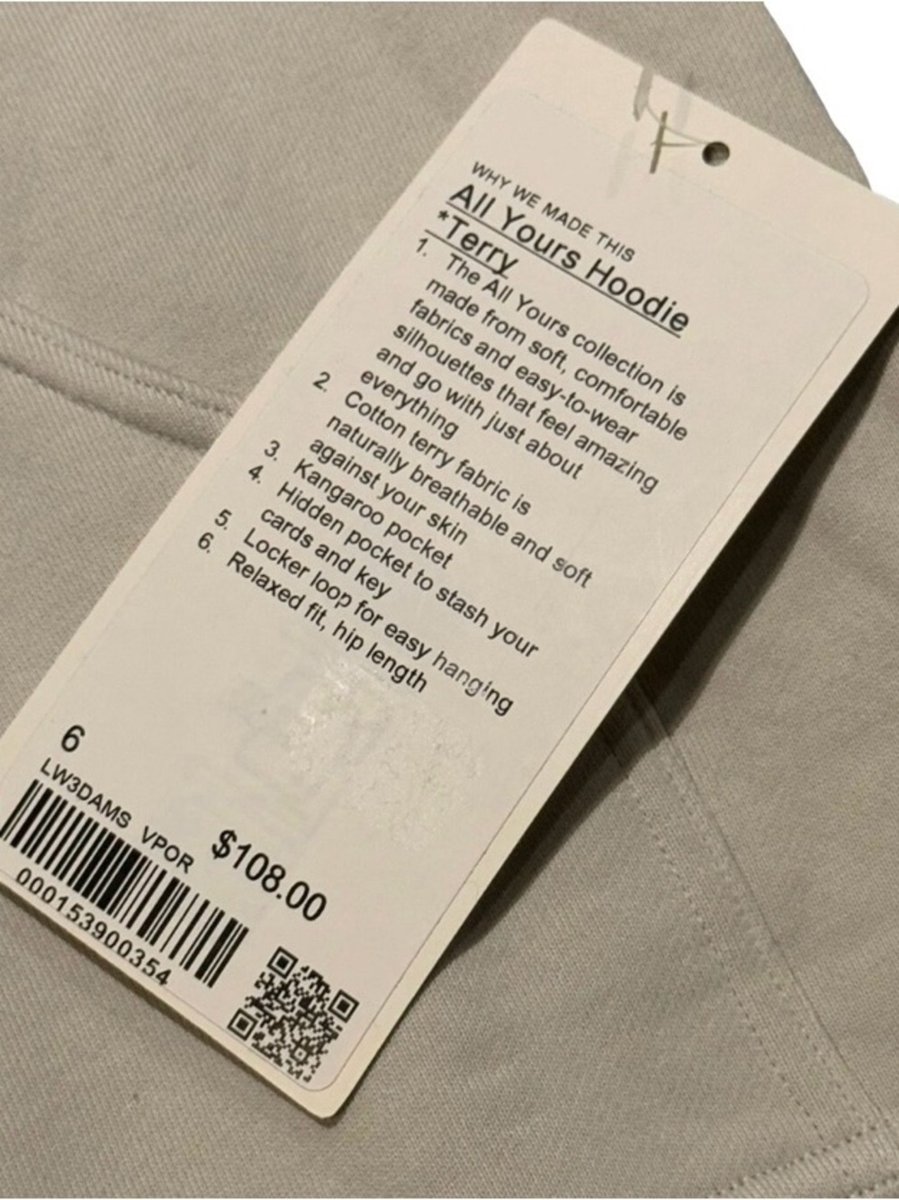 NWT Lululemon Women’s All Yours Hoodie Terry Pullover Size 6 Vapor Grey - Picture 9 of 11